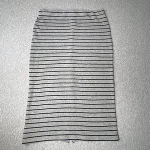 BDG Breton Stripe Body-con/Pencil Midi Skirt | Black and Grey Size Large